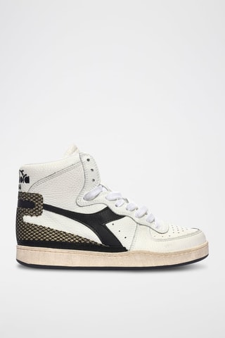 Baskets montantes en cuir Age of Beauty - Blanc et noir