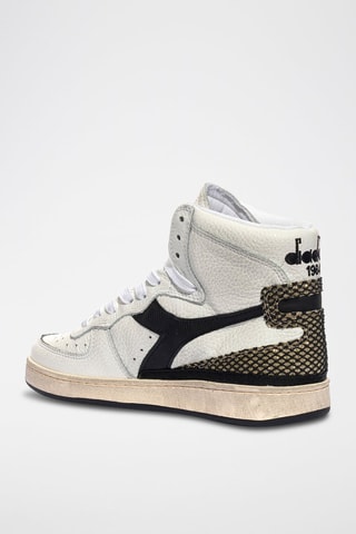Baskets montantes en cuir Age of Beauty - Blanc et noir