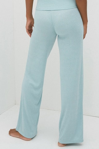 Calças wide legs cintura subida Luxitiz - Azul-celeste