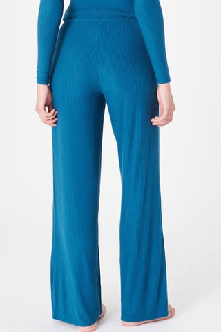 Calças wide legs de cintura subida Newbasiciz - Azul-pato - Undiz