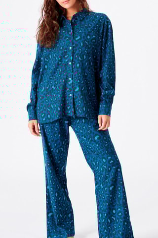 Calças wide legs Checkchemiz -  Azul