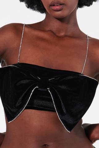 Crop top de pijama em veludo Maddiz - Preto - Undiz