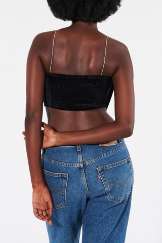 Crop top de pijama em veludo Maddiz - Preto - Undiz