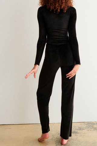 Crop top em veludo Mysimpliz - Preto