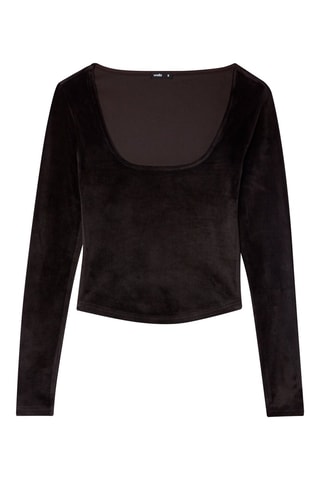 Crop top em veludo Mysimpliz - Preto