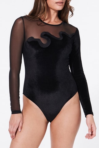 Body-tanga de veludo Bewitchiz - Preto - Undiz