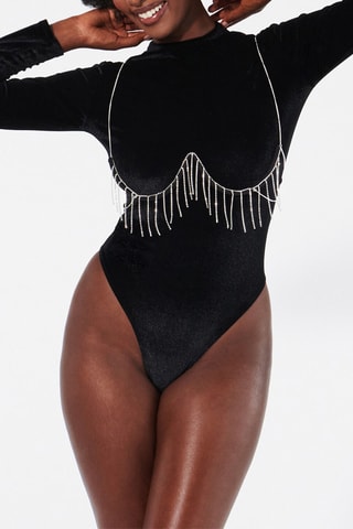 Body-tanga de veludo Fancydoliz - Preto - Undiz