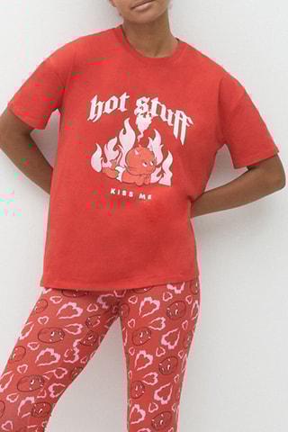 T-shirt em algodão biológico Hot Stuff Le Petit Diable Hotstuffiz - Laranja - Undiz