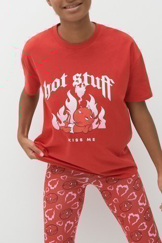 T-shirt em algodão biológico Hot Stuff Le Petit Diable Hotstuffiz - Laranja - Undiz