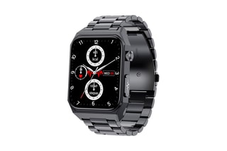 Montre connectée E530 avec bracelet en cuir - Noir