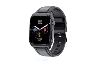 Montre connectée E530 avec bracelet en cuir - Noir