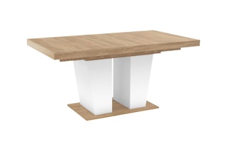 Table repas extensible Ezra - Imitation bois et blanc