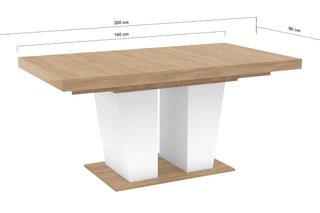 Table repas extensible Ezra - Imitation bois et blanc