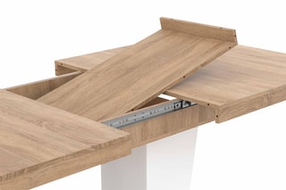 Table repas extensible Ezra - Imitation bois et blanc