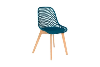 4 chaises Maelle - Bleu canard et naturel