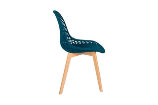 4 chaises Maelle - Bleu canard et naturel