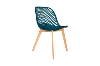 4 chaises Maelle - Bleu canard et naturel
