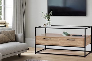 Móvel de TV com 2 gavetas Siena - Imitação de madeira e preto