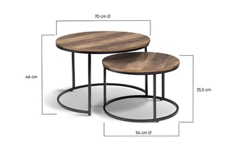 2 tables basses gigognes Eliza - 70 x 46 x 70/54 x 35,5 x 54 cm