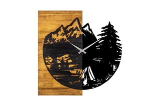 Horloge en bois - 56 x 58 cm - Naturel et noir