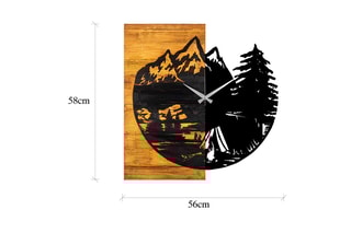 Horloge en bois - 56 x 58 cm - Naturel et noir