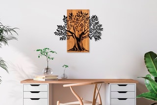 Décoration murale en bois - 65 x 58 cm - Naturel et noir