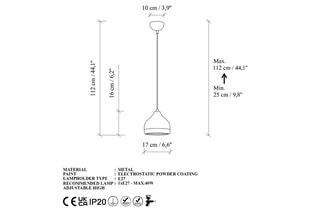 Suspension Yildo - Blanc et doré - 40 W