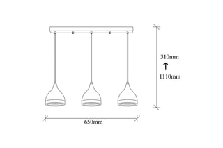 Suspension Yildo - Noir et bronze - 3 x 40 W