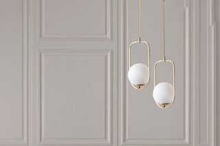 Suspension Ahu - Doré et blanc - 2 x 60 W