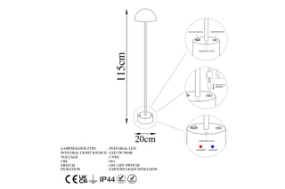 Lampadaire LED Sept - Argenté - 5 W - 115 cm