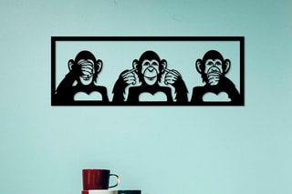 Décoration murale Monkeys - 70 x 25 cm - Noir