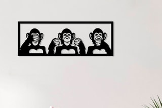 Décoration murale Monkeys - 70 x 25 cm - Noir