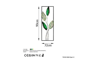 Décoration murale Timeyi 3 - Noir et vert - 32 x 90 cm