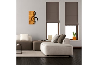 Décoration murale en bois Treble Clef - 39 x 58 cm - Imitation bois et noir