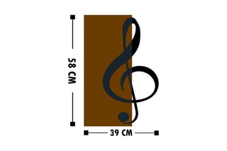 Décoration murale en bois Treble Clef - 39 x 58 cm - Imitation bois et noir