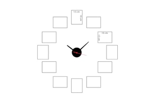 Horloge avec 12 cadres photos - 50 x 50 cm - Noir
