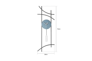 Horloge murale -  75 x 30 cm - Bleu et gris