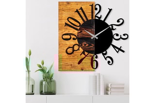 Horloge en bois - 30 x 58 cm - Naturel et noir