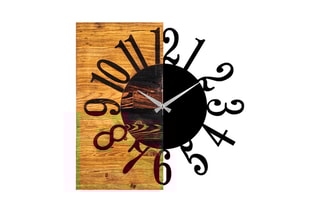 Horloge en bois - 30 x 58 cm - Naturel et noir