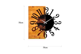Horloge en bois - 30 x 58 cm - Naturel et noir