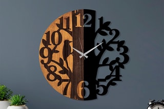 Horloge en bois Wooden - Noir - 56 cm