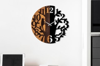 Horloge en bois Wooden - Noir - 56 cm