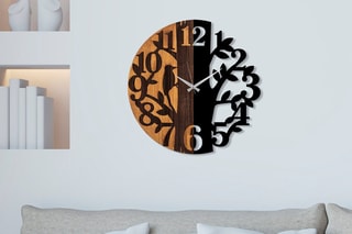 Horloge en bois Wooden - Noir - 56 cm