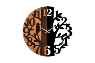 Horloge en bois Wooden - Noir - 56 cm