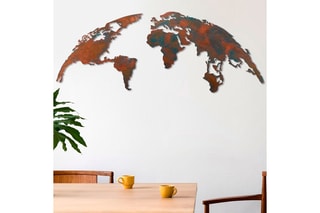 Décoration murale World Map Medium - 2 - Bleu et orange - 150 x 59 cm