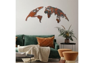 Décoration murale World Map Medium - 2 - Bleu et orange - 150 x 59 cm