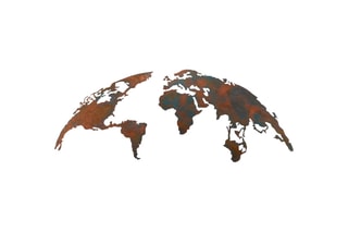 Décoration murale World Map Medium - 2 - Bleu et orange - 150 x 59 cm
