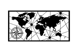 Décoration murale LED World Map - Noir - 60 x 120 cm