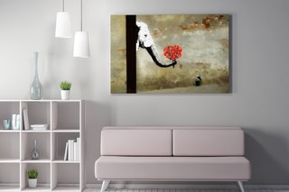Tableau "L'Eléphant au bouquet de fleurs" - Banksy - 50 x 70 cm - Reproduction