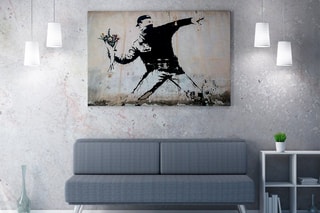 Tableau "Rage, le lanceur de fleurs" - Banksy - 50 x 70 cm - Reproduction